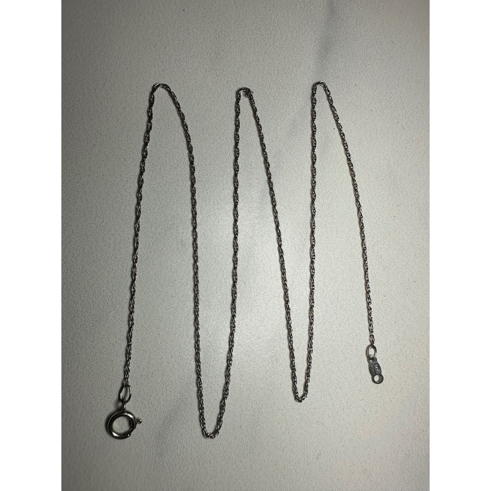 Sterling Silver 925 Rope Chain Necklace 18 Inch Dainty Layering Link 0.98g